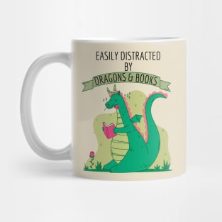 Easily Distracted By Dragons And Books Mug